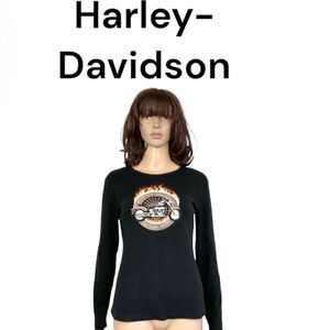 Harley-Davidson Factory Tours Long Sleeve Double Sided Graphic Tee Black Medium